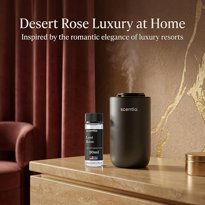 Scentia Lost Rose Aromatherapy Oil for Diffuser – Hotel Scent Inspired by Fairmont – 20 mL – Rose, Oud Wood & Clove Natural Fragrance Oil for Waterless & Cold Air Diffusers, Made in USA
