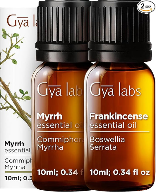 Gya Labs Frankincense and Myrrh Oils for Diffuser (0.34 fl oz x 2)
