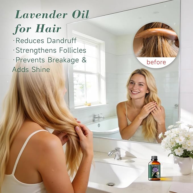 Lavender Essential Oil, Mumianhua Pure Lavender Oil for Diffuser, Bedroom Tranquility & Outdoor Freshness, Aromatherapy for Evening Wind-Down, Laundry, Skin, Hair,Candle Making 3.38 Fl Oz