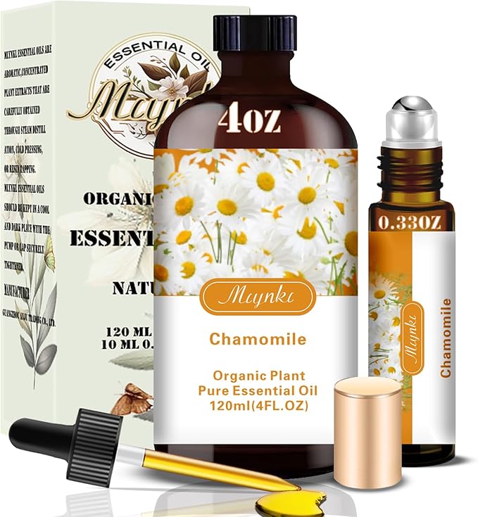 Chamomile Essential Oil – MLYNKL Chamomile Oils 4.33 fl oz for Diffusers, Humidifiers, Massage, DIY Candles, Soap, Cleaning, Home, Yoga, Office, Gifts - 130 ml