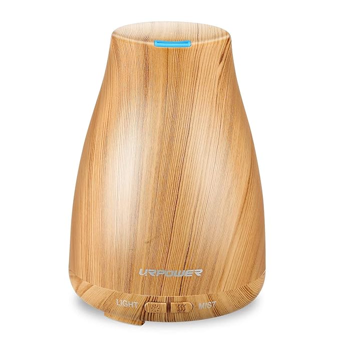 URPOWER 2nd Version Essential Oil Diffuser Aroma Essential Oil Cool Mist Humidifier with Adjustable Mist Mode, Waterless Auto Shut-Off for Home Office Bedroom Living Room Study Yoga Spa