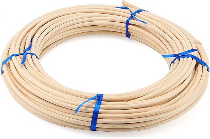 MOUYAT 2 Roll #8 Reed Spline, Each 66 Feet x 3/16 Inch Round Cane Webbing for Weaving, 20m x 5mm Chair Caning Supplies Wicker Repair Kit for DIY Craft, Decoration, Office Aromatherapy