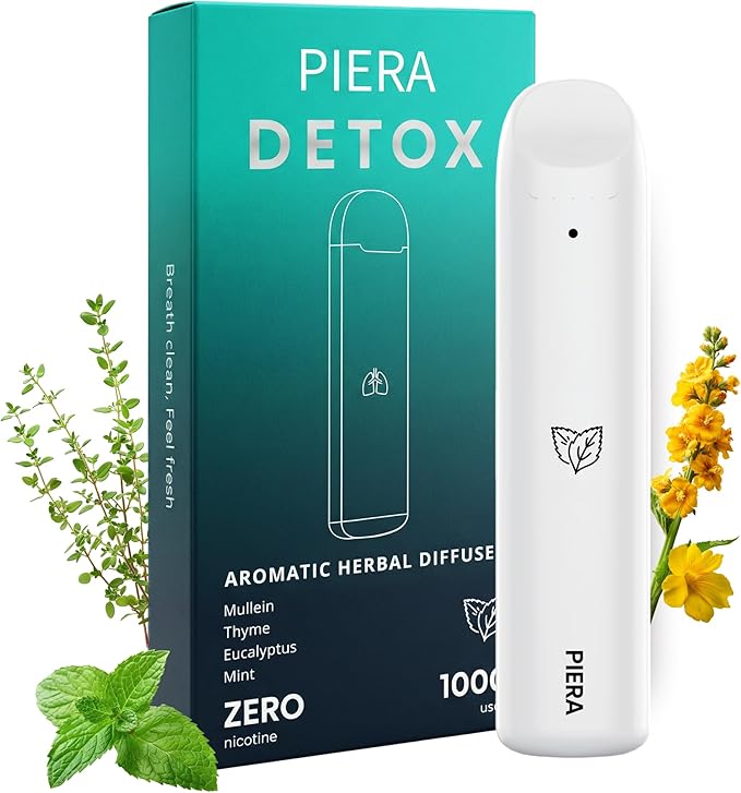 PIERA Herbal Diffuser Wellness Aromatherapy Diffuser, Portable Rechargeable Device with Energy, Sleep, Detox Blends, Natural Herbal Ingredients for Focus and Relaxation (Detox) (Detox)