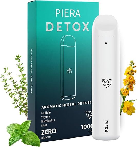 PIERA Herbal Diffuser Wellness Aromatherapy Diffuser, Portable Rechargeable Device with Energy, Sleep, Detox Blends, Natural Herbal Ingredients for Focus and Relaxation (Detox) (Detox)