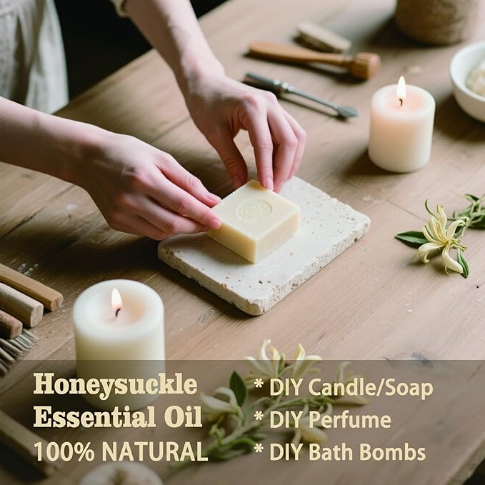 Honeysuckle Essential Oil – MLYNKL Honeysuckle Oils 4.33 fl oz for Diffusers, Humidifiers, Massage, DIY Candles, Soap, Cleaning, Home, Yoga, Office, Gifts - 130 ml