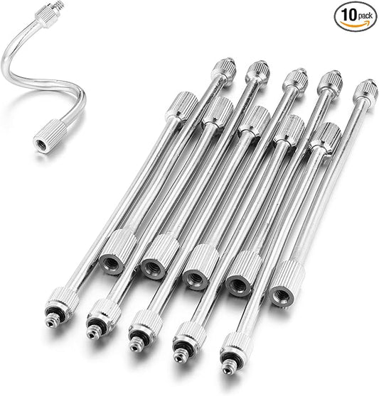 10 Packs Flexible Mister Nozzle Extensions 5.9 Inch,Brass Mist Rod for Mister Nozzles Bendable Copper Extended Pole 10/24 UNC Thread,Outdoor Misting System Nozzle Extension (10, silver)