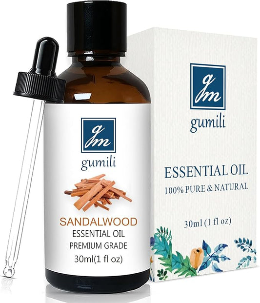 GM Gumili Sandalwood Essential Oil, Home Fragrance Oil Scent Oils for Perfume, Diffuser, Skin, Hair, Roll On - 1 Oz