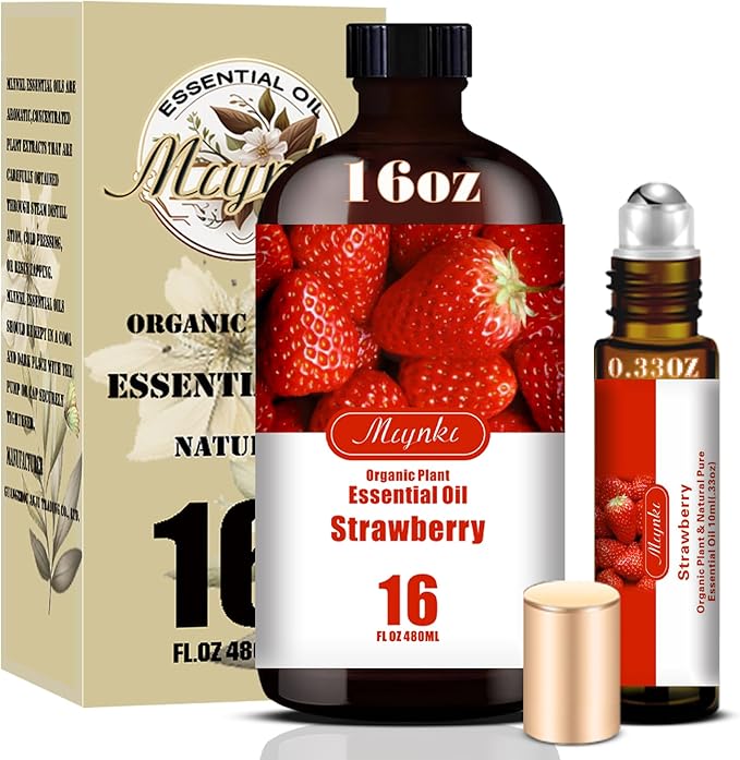 Strawberry Essential Oil – MLYNKL Strawberry Oils 16.33 fl oz for Diffusers, Humidifiers, Massage, DIY Candles, Soap, Cleaning, Home, Yoga, Office, Gifts - 490 ml