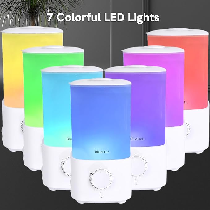 BlueHills Premium 2300 ML XL Large Essential Oil Diffuser Humidifier Combo for Large Room Home Huge Coverage Area 2 Liter Extra Big Capacity Huge Diffuser with Décor LED Lights Square White - L001