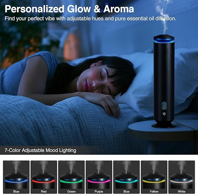 Upgraded Waterless Scent Diffuser Starter Kit - 1500 Sq Ft Coverage, Scent Diffuser for Home, Hotel, Studio, Essential Oil Diffuser Large Room, 7 Mood Lights Setting, 5 Essential Oils Included