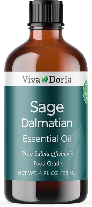 Viva Doria Sage Essential Oil, 100% Pure, Natural, Dalmatian Sage Essential Oil, Undiluted, for Aromatherapy | Food Grade, 118 mL (4 Fluid Ounce)
