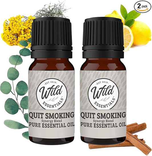Wild Essentials Quit Smoking 100% Pure Essential Oil Synergy Blend 2 Pack - 10ml, Premium Grade, Use tor Help Quench Cravings the Natural Way! Made and Bottled in the USA