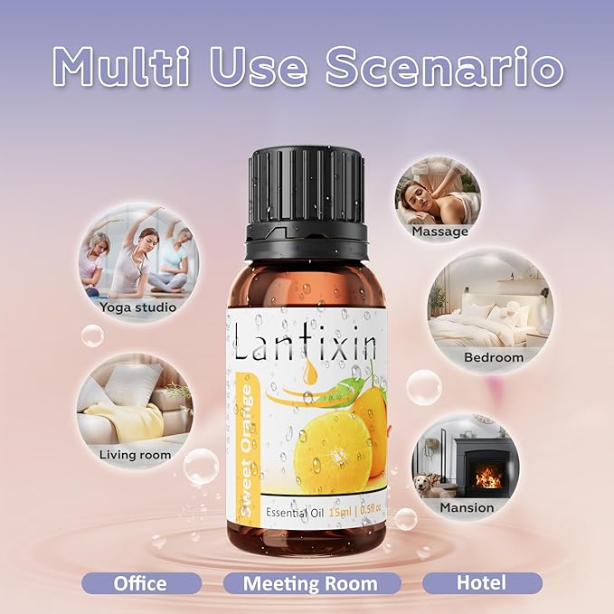 Lantixin 100% Pure Sweet Orange Essential Oil – Natural Undiluted Scent for Diffuser – Uplifting Home Fragrance for Ultrasonic Diffusers, Meditation & Crafting – 0.5 fl oz(Sweet Orange)