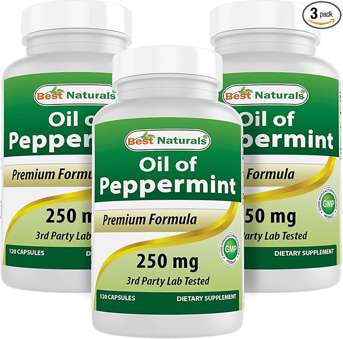 Best Naturals Peppermint Oil 250 mg 120 Capsules (120 Count (Pack of 3))