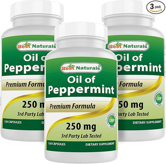 Best Naturals Peppermint Oil 250 mg 120 Capsules (120 Count (Pack of 3))