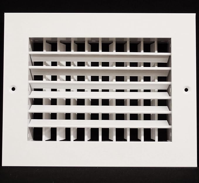 HVAC Premium 12''w X 6''h Aluminum Double Deflection Adjustable Air Supply HVAC Diffuser - Full Control Vertical/Horizontal Airflow Direction - Vent Duct Cover [Outer Dimensions: 13.6''w X 7.6''h]