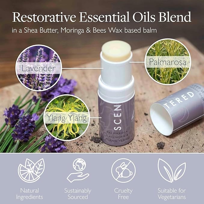 Scentered Aromatherapy Balm Stick - Sleep Well Lavender Essential Oil Roll On to Help Sleep - All Natural Sleep Aid with Palmarosa & Ylang Ylang - Aromatherapy Gifts for Women