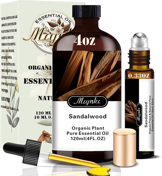 Sandalwood Essential Oil – MLYNKL Sandalwood Oils 4.33 fl oz for Diffusers, Humidifiers, Massage, DIY Candles, Soap, Cleaning, Home, Yoga, Office, Gifts - 130 ml