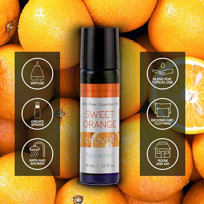 SpaRoom Aromatherapy 100% Pure Essential Oils for Diffusers and Air Freshners, Enliven Sweet Orange, 10 mL