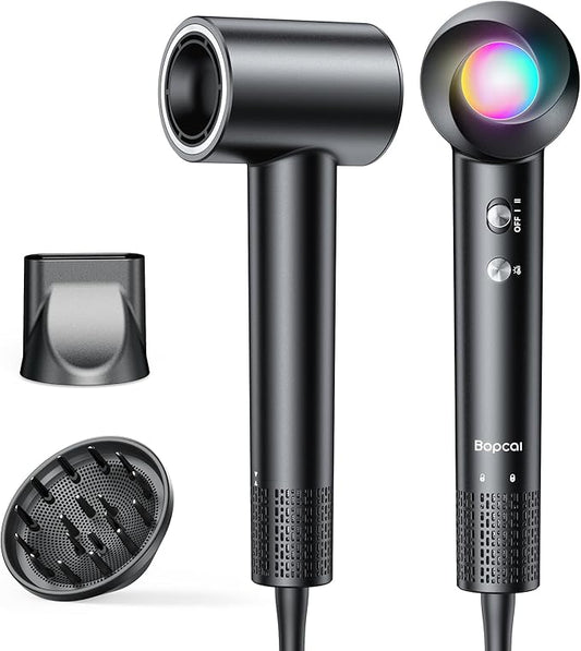 Hair Dryer, 160,000 RPM High-Speed Ionic Blow Dryer with Diffuser, Professional Hairdryer for Fast Drying, 500 Million Negative Ions, Low Noise Compact Hair Blow Dryer for All Hair Types, Drack Black