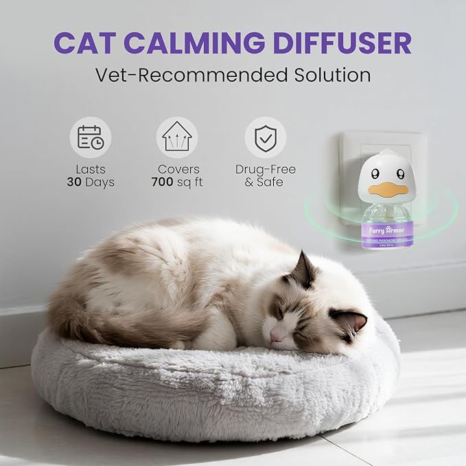Cat Calming Diffuser for Cats – Pheromone Diffuser to Calm Cats – Multi‑Cat Starter Kit (1 Plug‑in + 48ml Refill) – Reduces Scratching, Meowing, Hiding, Urine Marking – Odorless