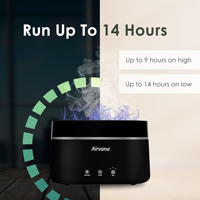 Airvana AquaFlame Ultrasonic Humidifier (.75L / .20 Gal) - Vibration Technology Humidifier with Essential Oil Diffuser – Tabletop Design for Personal Use, Dorm Rooms, & Desks - Taupe