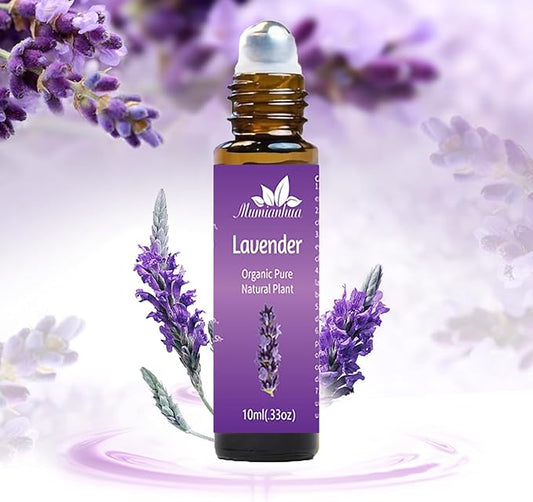 Lavender Essential Oil Roll On for Bedtime & Relaxation, Pre-Diluted with Lavender Oil, Calming Aromatherapy for Pillow, Pulse Points, Skin & Massage, Portable 10mL Rollerball