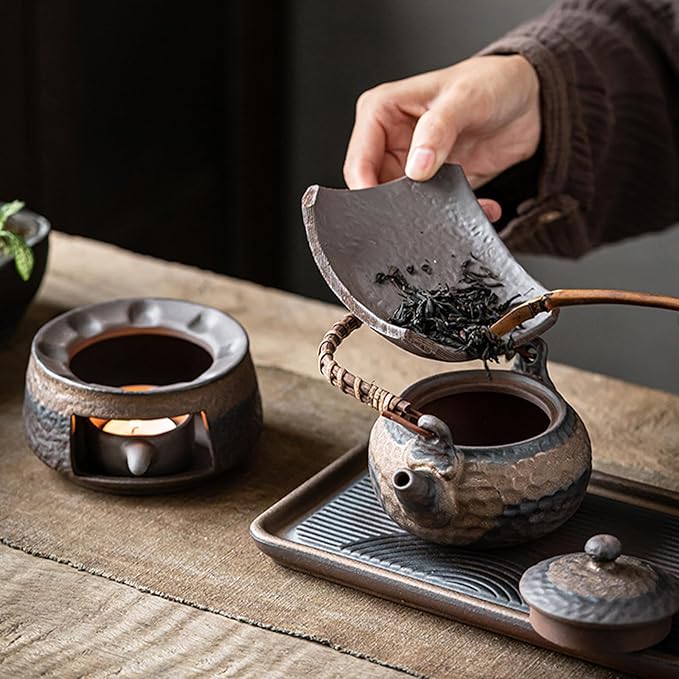 Ceramic Aromatherapy Stove Essential Oil Burner Handmade Zen Incense Burner Kit Candle Wax Melts Warmer Zen Santo Diffuser for Home Fragrance, Meditation, Relaxation & Bedroom
