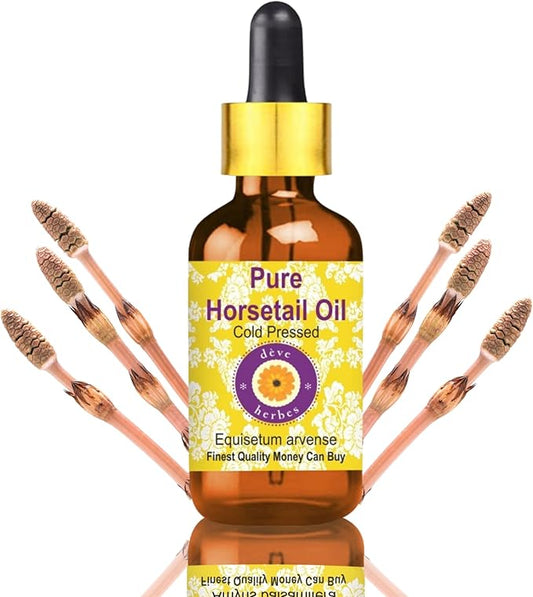 Deve Herbes Horsetail Oil (Equisetum arvense) with Glass Dropper | Cold Pressed | Pure | Natural | for Diluting Essential Oils | Hair, Skin & Massage | Non-Sticky | Lightweight | Unisex | 30ml (1 oz)