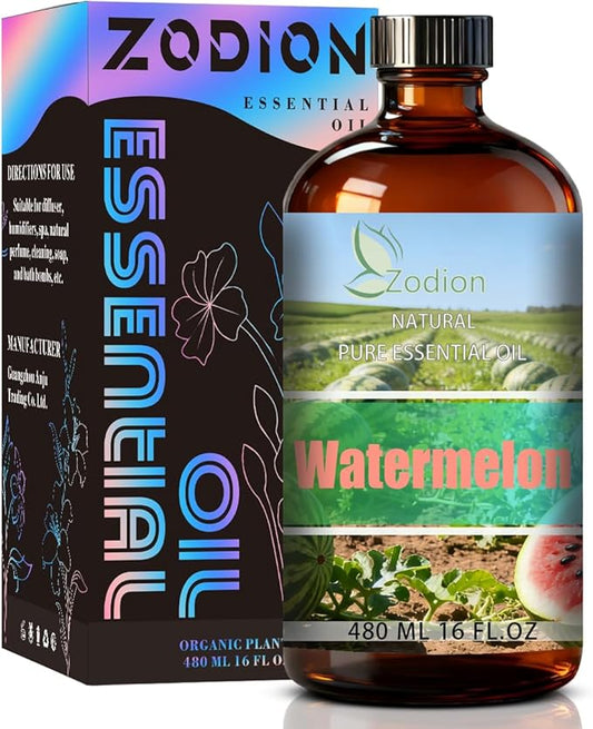 Watermelon Essential Oil, 16 fl oz (480ml) - ZODION Watermelon Fragrance Oil for Diffuser, Massage, Humidifier, DIY Candle, Soap Making, Home, Bath, Yoga