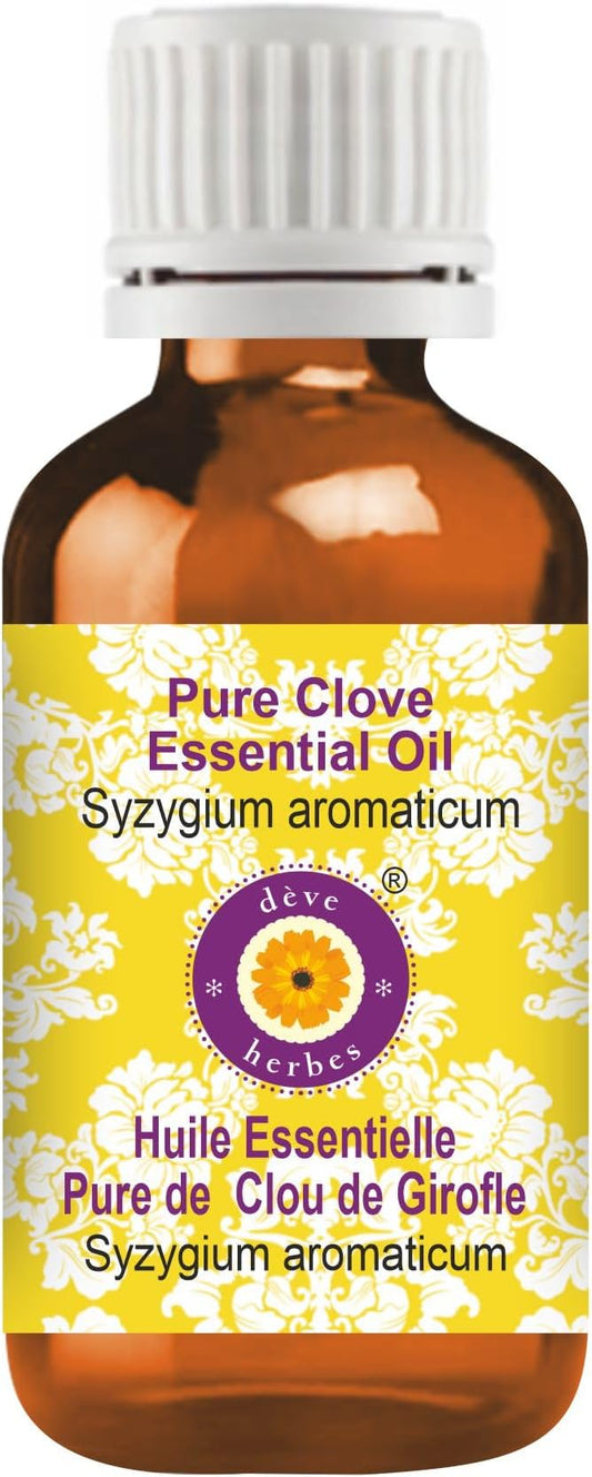 Deve Herbes Pure Clove Essential Oil (Syzygium aromaticum) Steam Distilled 5ml (0.16 oz)