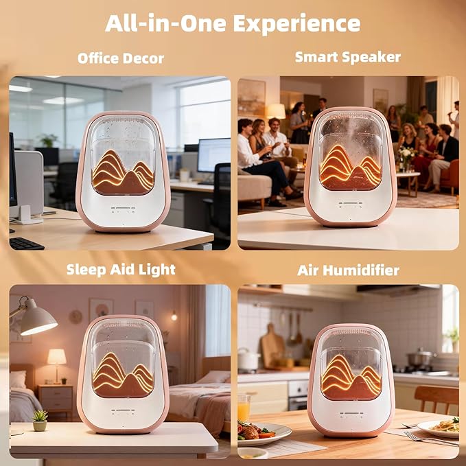 8-in-1 White Noise Sound Machine with Aroma Diffuser, Rain Sound Machine for Sleeping, Stress Relief, Waterfall Sound Machine Night Light Timer for Bedroom Office Home Decor, Amber