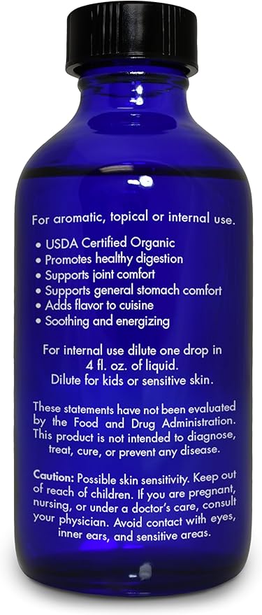 Ginger Oil, Edible, Food Grade – 100% Pure, Ginger, Essential, Oil, for Massage, by Zongle Therapeutics, 4 OZ