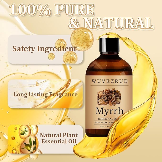 Myrrh Essential Oil– Huge 5 Fl Oz, 100% Pure and Natural Essential Oils for Diffuser, Aromatherapy, Soap and Candle Making, Premium Grade Myrrh Oil-150ML