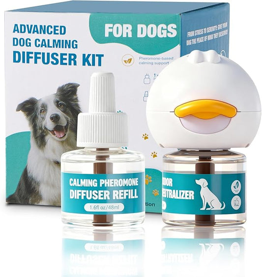 Dog Calming Diffuser, Calming Pheromones Diffuser Kit Appeasing Pheromone Diffuser to Calm (1Plug in+2Refill) for Anxiety Relief Reduce Aggression Fighting Barking Stress