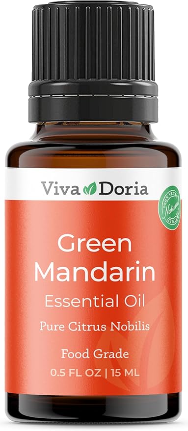 Viva Doria Green Mandarin Essential Oil, 100% Pure, Natural Essential Oil, Undiluted, for Aromatherapy | Food Grade, 15 mL (0.5 Fluid Ounce)