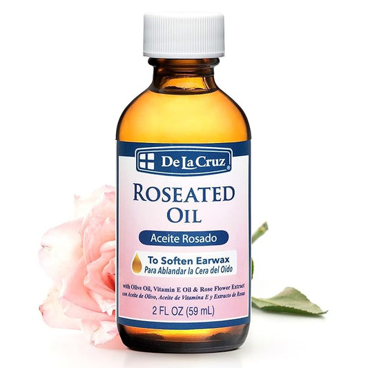 De La Cruz Roseated Oil - Natural Ear Wax Softener Blend with Rose Flower Extract - Ear Wax Aid - Made in the USA - 2 Fl Oz