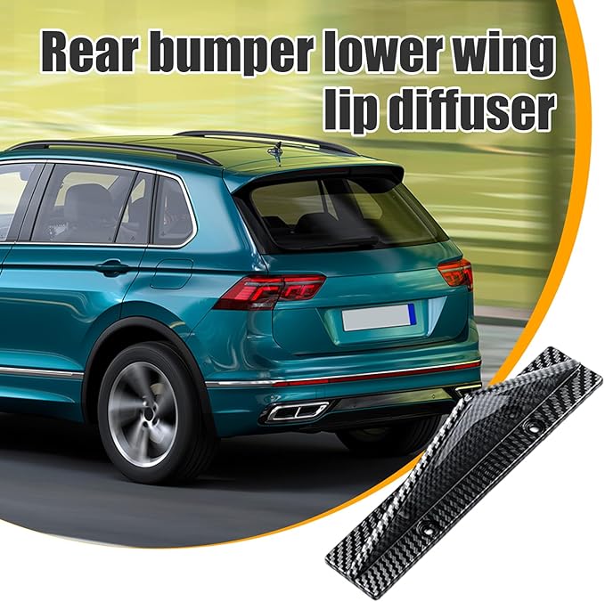 Augeny 4PCS Car Rear Lower Bumper Wing Lip Diffuser, Anti-Crash Straight Auto Shark Fin Spoiler Protector with Screws, Universal Rear Bumper Lip Diffuser Kit for Car SUV Truck (Straight/Carbon Fiber)