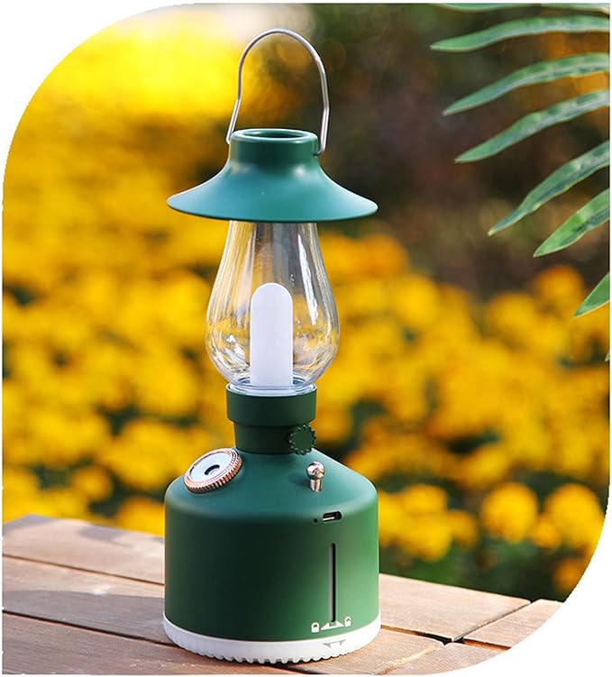Vintage Humidifier, Essential Oil Diffuser, USB Rechargeable, Portable Lamp Humidifier, for Home Bedroom Camping (Green)