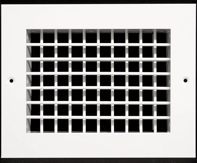 8"w X 4"h Aluminum Double Deflection Adjustable Air Supply HVAC Diffuser - Full Control Vertical/Horizontal Airflow Direction - Vent Duct Cover [Outer Dimensions: 9.6"w X 5.6"h]