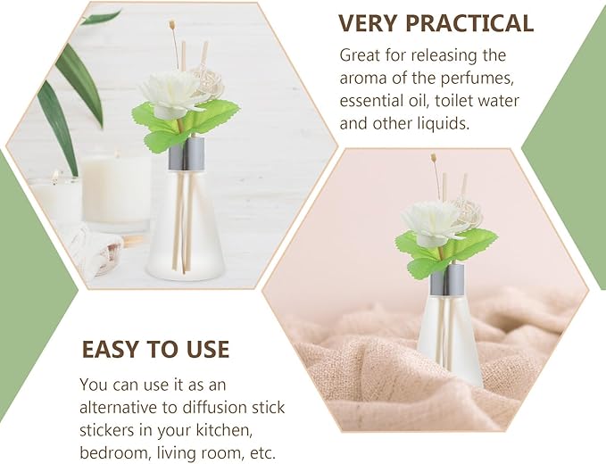 Hemobllo Glass Aromatherapy Vase Reed Diffuser Bottle with Dried Flower Sticks, Ocean Scent Fragrance Oil Diffuser for Bathroom and Home Décor, 3pcs Set
