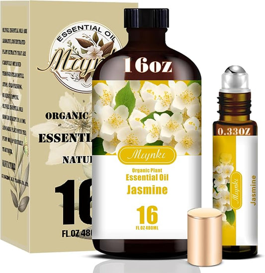 Jasmine Essential Oil – MLYNKL Jasmine Oils 16.33 fl oz for Diffusers, Humidifiers, Massage, DIY Candles, Soap, Cleaning, Home, Yoga, Office, Gifts - 490 ml