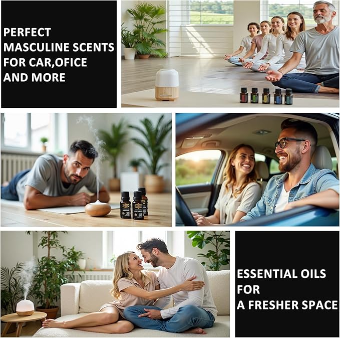 Essential Oils Set Classic Fragrance Oil for Variety Uses for Diffusers for Men, Diffuser Oils Scents for Party and Home As Great Gift for Men, Charming Mans Kit