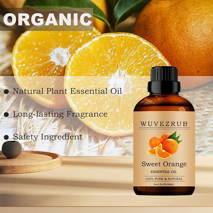 Sweet-Orange Essential Oil 60ML, 100% Pure and Natural for Aromatherapy Diffuser - 2 Fl Oz
