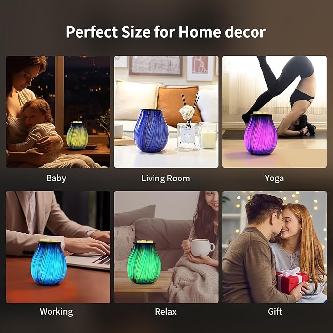 Electric Wax Melt Burner Art Glass Scented Candle Warmer with Timer and 7 led Color Changing Removable Silicone Dish for Wax Melts Fragrance Oil Night Light Candle Warmer for Home
