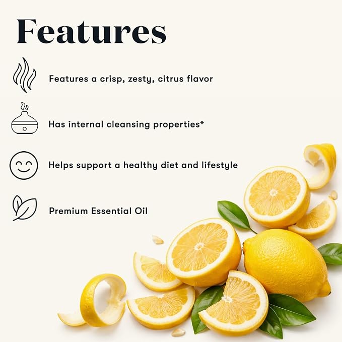 Young Living Lemon Vitality Essential Oil - 100% Pure, Food-Grade Citrus Flavor Enhancer - Antioxidant and Immune Support - Culinary and Beverage Flavoring - 5ml