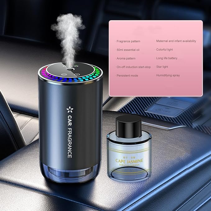 Worparsen Mist Ultrasonic Humidifier Car Fragrance Diffuser Sure Here's A Product Title for Listing Air Freshener with Colorful Light Rechargeable Auto Gardenia