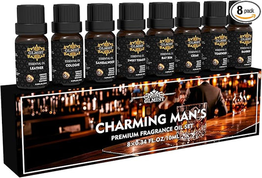 Essential Oils Set Classic Fragrance Oil for Variety Uses for Diffusers for Men, Diffuser Oils Scents for Party and Home As Great Gift for Men, Charming Mans Kit