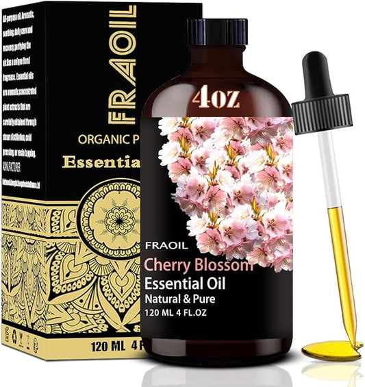 Cherry Blossom Essential Oil, Cherry Blossom Oil 4 Fl Oz 120ML for Diffuser Humidifier Yoga Cleaning DIY Candle Soap Making Perfume Gift for Women FRAOIL (Cherry Blossom 4 Fl Oz (Pack of 1))
