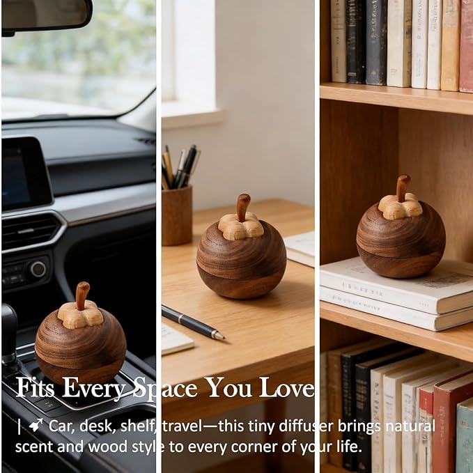 Layered Wood Passive Diffuser Petal-Like, Small Portable Essential Oil Aromatherapy Decor, Mini No-Electric Natural Boho Walnut Accent for Car, Desk, Travel, Rooms, Home, Office
